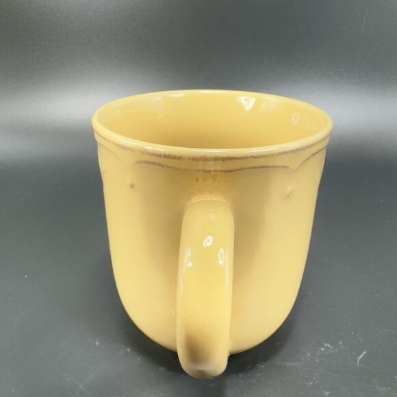 Thomson Pottery Beige Tan Ceramic Coffee Mug Cup Mugs Cups Raised Edge VTG Set 2 - Picture 9 of 15